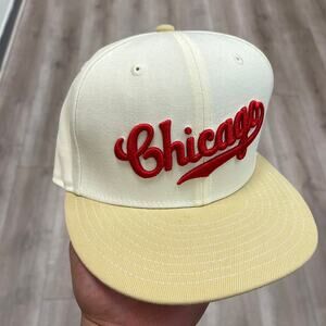 Chicago Cubs New Era 59FIFTY Ultra Script Cream Fitted Hat Cap size 7 1/4 B10